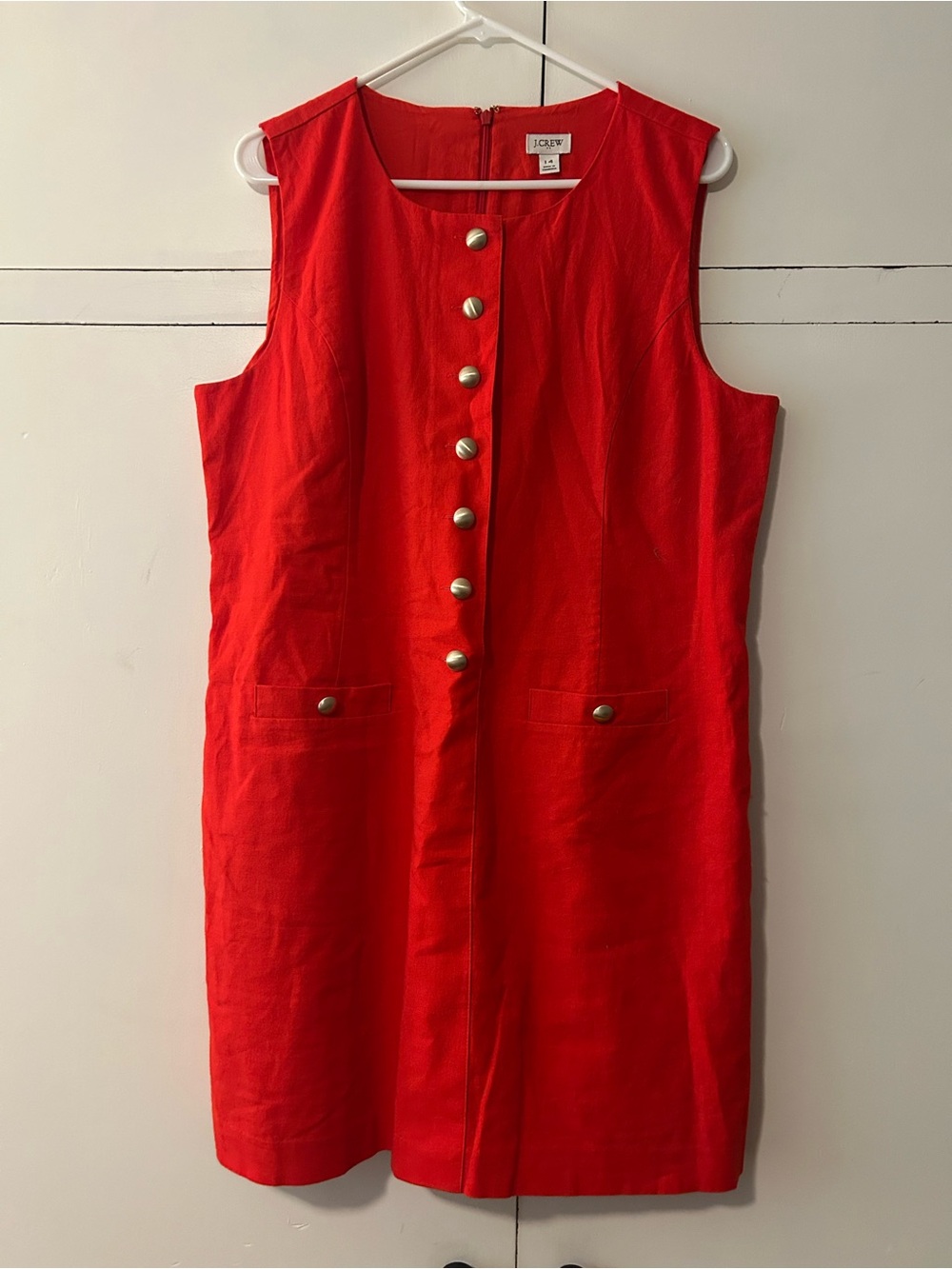J. Crew Factory Sleeveless Red Button-Front Dress